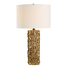 Uttermost Echo Sculptural Gold Table Lamp – Textured Ceramic with Linen Shade

