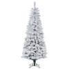 7.5' Flocked Pacific Pencil Artificial Christmas Tree with Pure White LED Lights