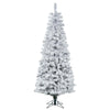8.5' Flocked Pacific Pencil Artificial Christmas Tree with Pure White LED Lights