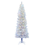 6' Sparkle White Spruce Pencil Artificial Christmas Tree Colored LED Lights