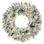 Vickerman A128231LED 30" Flocked Snow Ridge Artificial Christmas Wreath Pure White LED Lights