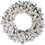 Vickerman A128231 30" Flocked Snow Ridge Artificial Christmas Wreath Clear Dura-lit Incandescent Lights