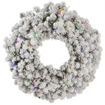 Vickerman A146932LED 30" Flocked Kodiak Spruce Artificial Christmas Wreath Multi-Colored LED Lights