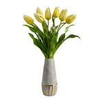 Nearly Natural A1479-YL 22” Dutch Tulip Artificial Arrangement in Stoneware Vase