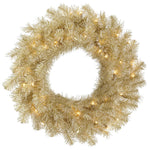 Vickerman A148125LED 24" White And Gold Tinsel Artificial Christmas Wreath Warm White Dura-Lit Led Lights
