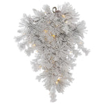 Vickerman A155308LED 36" Flocked Alberta Artificial Christmas Teardrop Pure White Led Lights