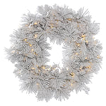 Vickerman A155331LED 30" Flocked Alberta Artificial Christmas Wreath Pure White LED Lights
