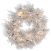 Vickerman A155331 30" Flocked Alberta Artificial Christmas Wreath Clear Dura-lit Incandescent Lights