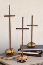 Handmade Rustic Crosses – Set of 3 Metal Decorations by Kalalou