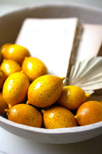 Hand-Carved Wooden Lemons, 3" Tall, Distressed Yellow Wood Finish, Set of 12 By Kalalou