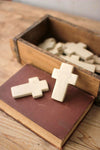 Kalalou Set of Six Hand-Carved White Stone Crosses