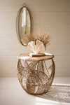 Fern Detail Seagrass Side Table by Kalalou