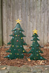 Hand-Hammered Metal Christmas Tree Yard Stakes – Set of 2