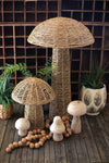 Woven seagrass mushroom décor set