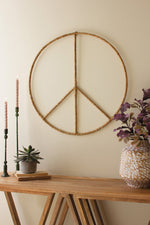 Wall Hanging Peace Sign – Seagrass and Iron Design by Kalalou