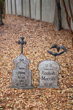 Kalalou Tombstone Yard Stakes Halloween Handcrafted Haunted Graveyard Decor, Set of 2