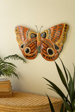 Painted Butterfly Wall Sculpture – 14"Tall – Hand-Hammered Metal Set of 2 by Kalalou