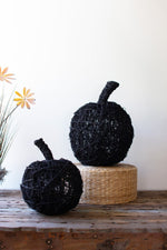 Kalalou Halloween Porch Decorations – Set of 2 Handpainted Black Twig Pumpkins