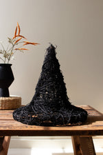 Handcrafted Twig Witch Hat – Painted Black – 19"Tall by Kalalou