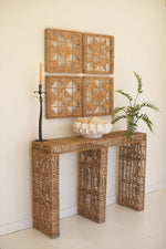 Handwoven Seagrass Console Table with Iron Frame 34"Tall by Kalalou