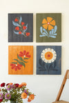 Hand-painted floral recycled wood panel by Kalalou