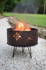 Vintage-Style Iron Fire Pit – 21.5" Tall Outdoor Bowl by Kalalou