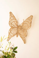 Natural Woven Butterfly Wall Decor – Iron Frame – 11" Tall by Kalalou