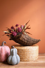 Woven Twig & Metal Cornucopia Harvest Decor by Kalalou
