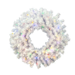 Vickerman A805826LED 24" Crystal White Spruce Artificial Christmas Wreath Multi-Colored LED Mini Lights