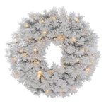Vickerman A806334LED 36" Flocked Alaskan Artificial Christmas Wreath Pure White Single Mold LED Mini Lights