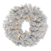 Vickerman A806331LED 30" Flocked Alaskan Artificial Christmas Wreath Pure White Single Mold LED Mini Lights