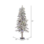 Vickerman A807442LED 4' Flocked Alpine Artificial Christmas Tree Multi-Colored Led Dura-Lit Lights