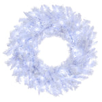 Vickerman A893931LED 30" Flocked White Wreath  Pure White Single Mold LED Italian mini Lights