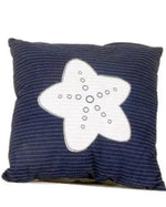 Old Modern Handicrafts Decorative Blue Pillow – White Star Design, 16.5" Square, Zipper Cover