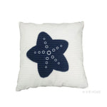 Old Modern Handicrafts Anne Home White Decorative Pillow – Blue Star Design, 16.5" Square, Zipper Cover