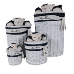 Handwoven Willow Baskets – 28" Tall – Set of 4 with Bear Lid Design for Nursery Storage By Old Modern Handicrafts