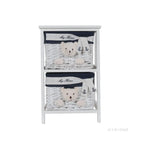 Old Modern Handicrafts Anne Home 2-Drawer Bear Storage Cabinet – White Paulownia Wood Frame & Willow Drawers
