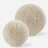 Uttermost – Abide Faux Sheepskin Ball Pillows Set of 2, 11"x11", Caramel Brown, Polyester Accent Cushions