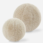 Uttermost Abide Faux Sheepskin Ball Pillows Set of 2, Caramel Brown, Polyester Decorative Accent Cushions, 11"