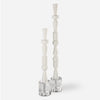 Uttermost 18102 Norte White Stone Sculptures Set of 2 with Crystal Base