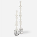 Uttermost 18102 Norte White Stone Sculptures Set of 2 with Crystal Base