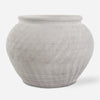 Uttermost 18103 Floreana Round White Textured Ceramic Vase with Etched Surface
