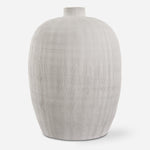 Uttermost 18104 Floreana Medium White Vase with Etched Ceramic Texture