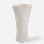 Uttermost 18105 Floreana Tall White Ceramic Vase with Etched Surface and Textured Scratch Finish