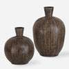 Uttermost 17116 Islander Black Vases Set of 2 with Hand Applied Bamboo Stripes in Terra Cotta