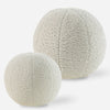Uttermost Capra Faux Sheepskin Ball Pillows, Set of 2, White Polyester, Modern Accent Cushions 9" and 11
