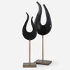 Uttermost 18136 Black Flame Sculptures Set Of 2 on Brushed Brass Stands