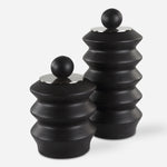 Uttermost 18137 Accordion Black Stained Wood Decorative Containers Set of 2