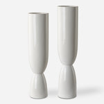 Uttermost 18138 Kimist White Vases Set Of 2 with Fired Glaze Finish