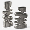 Uttermost 18145 Free Flowing Nickel Ceramic Vases Set Of 2 with Tarnished Metallic Glaze
